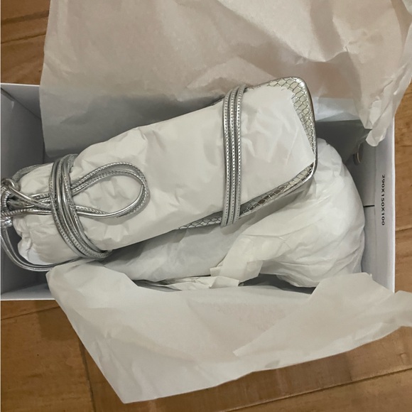 SCHUTZ Thea Ankle Tie Block heel sandal in Silver - Picture 7 of 12